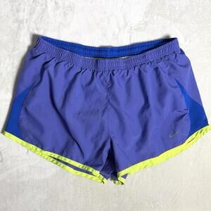 Nike Women's Dri-FIT Tempo Purple, Blue, Volt Trim Running Shorts - Size Large